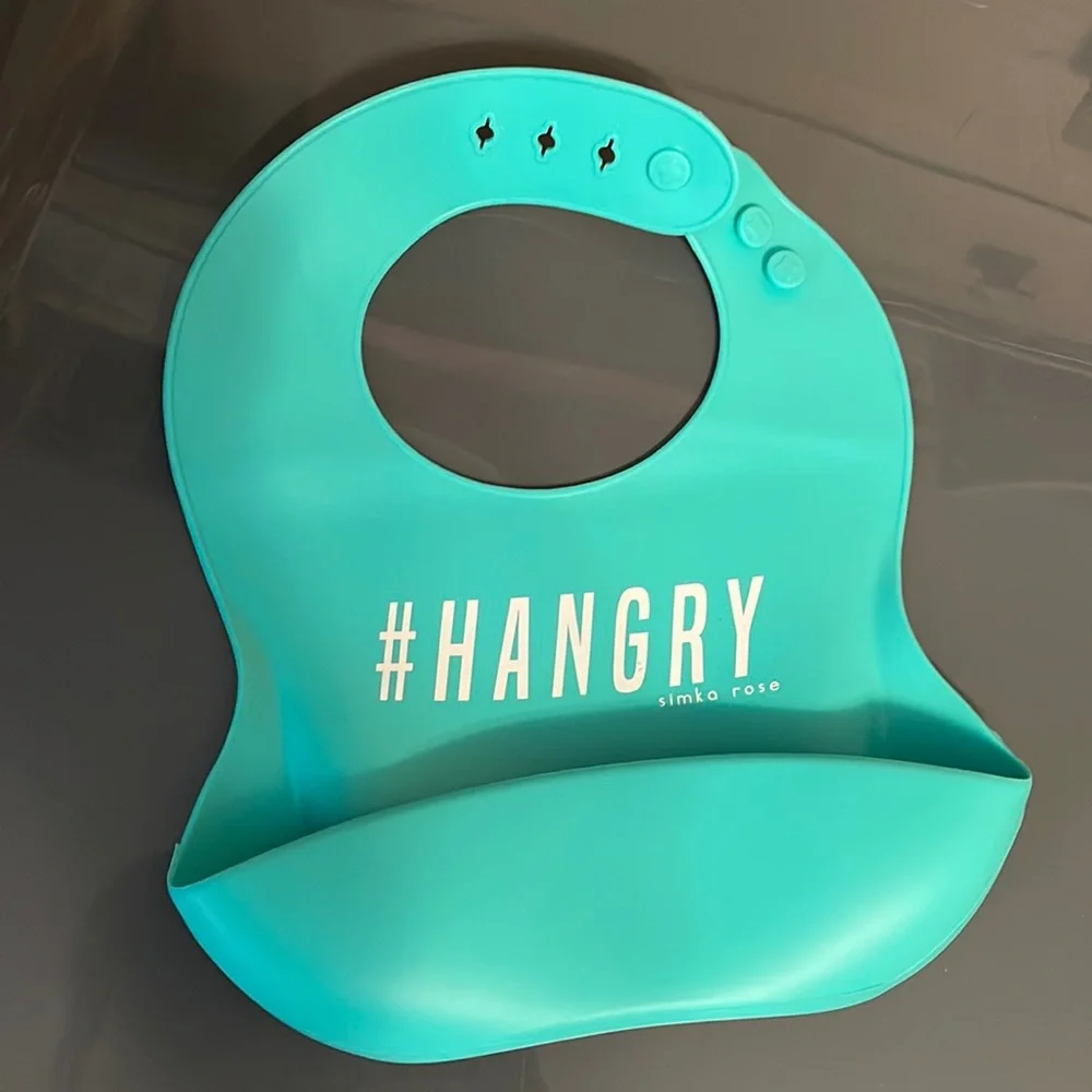 Silicone Bib Hangry baby feeding bib light green